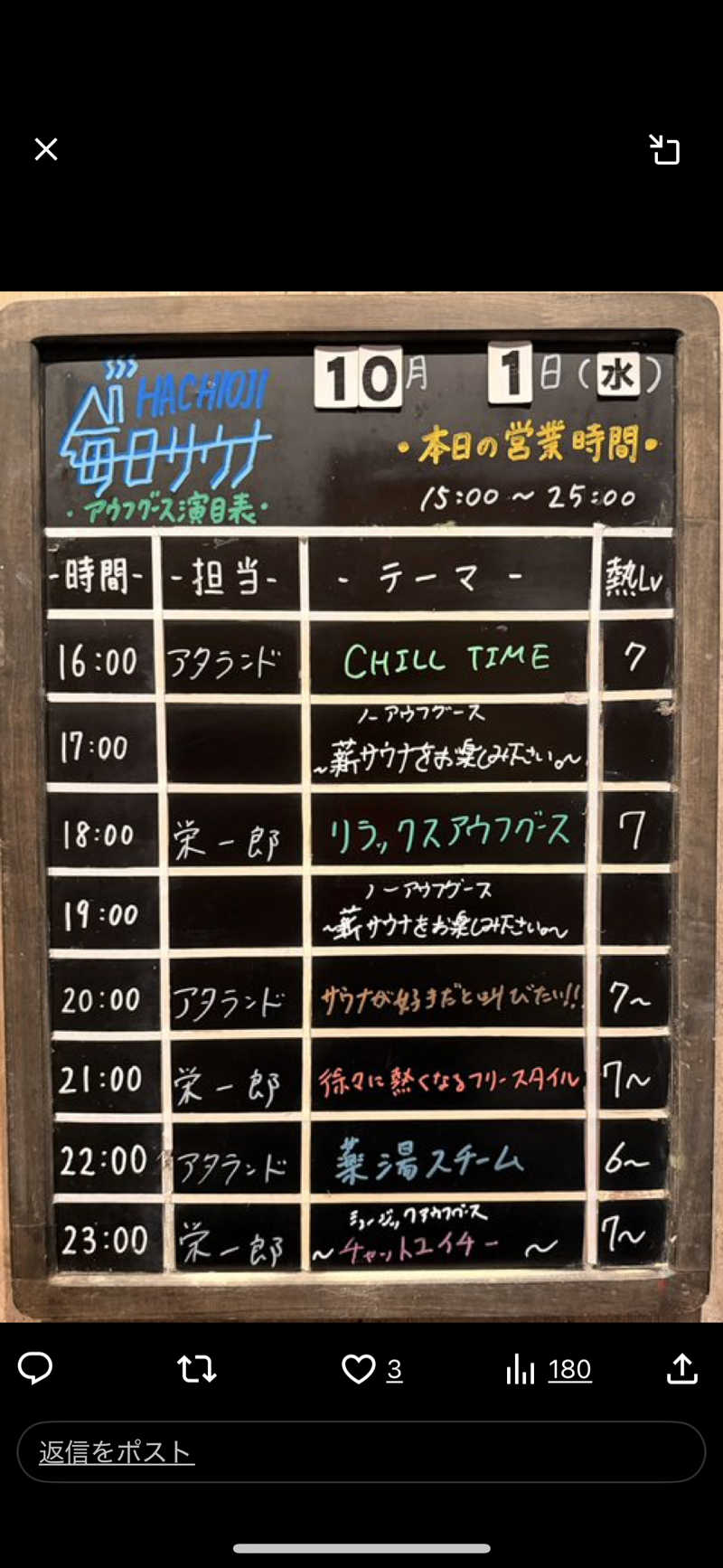 masaさんの毎日サウナ 八王子店のサ活写真