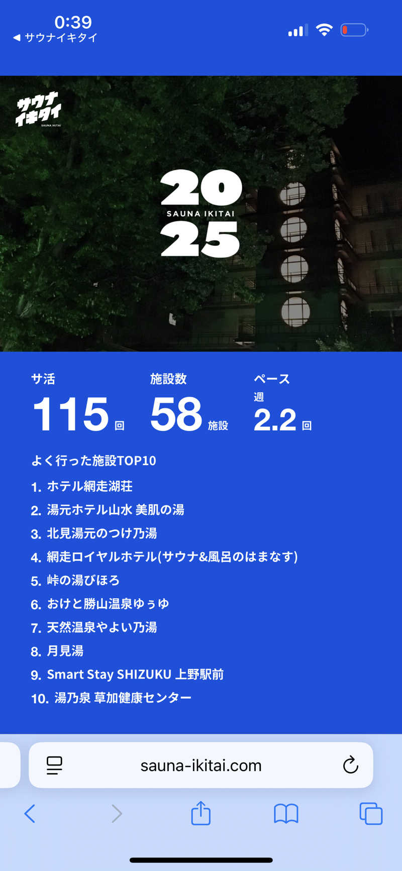 きりんちゃんさんのホテル網走湖荘のサ活写真