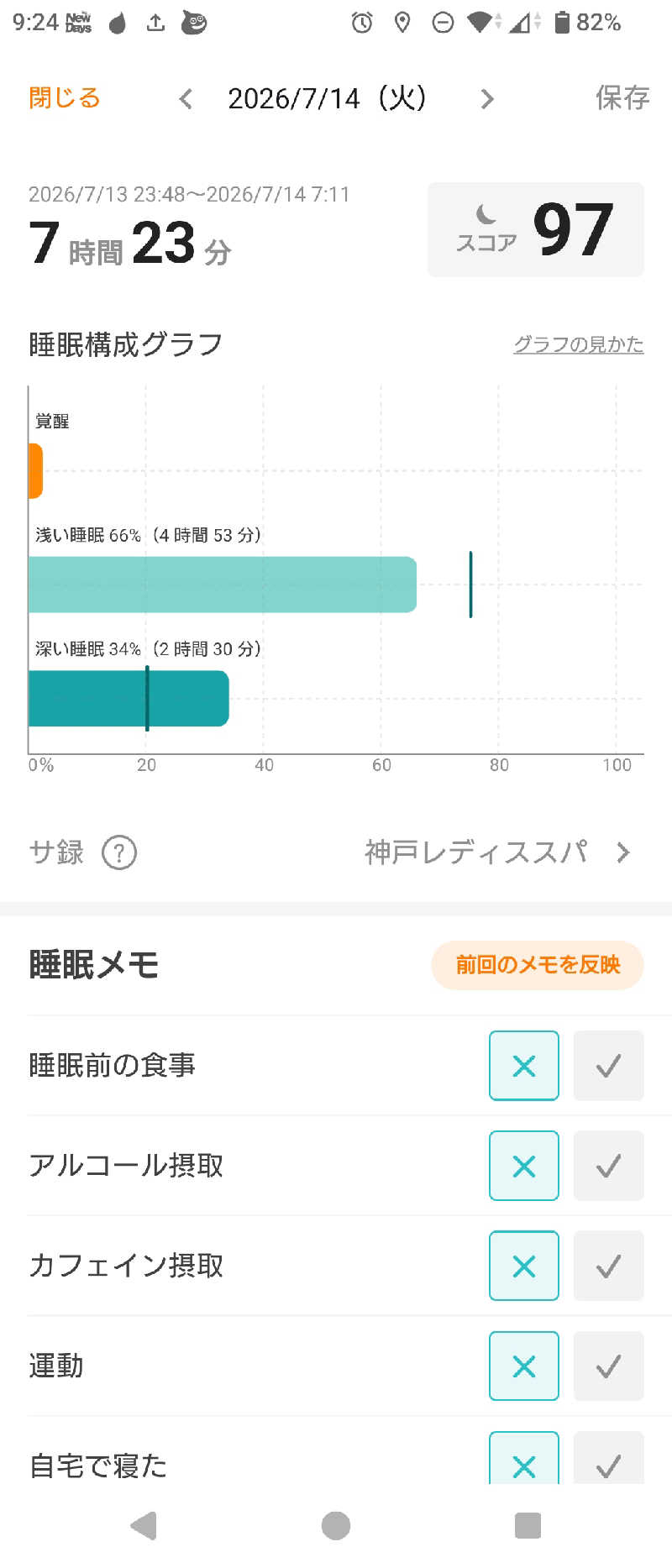 ぬるまゆさんの神戸レディススパのサ活写真