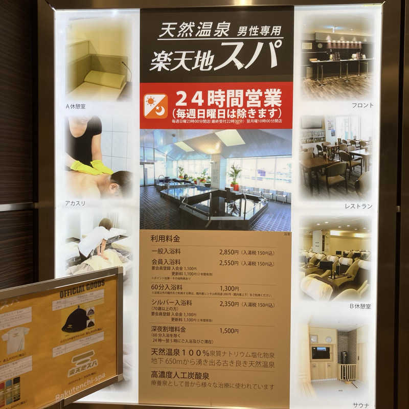 2丁目夜祭さんの天然温泉 楽天地スパのサ活写真