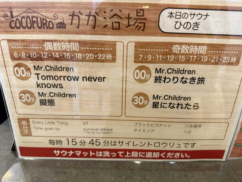 おくらさんのCOCOFURO かが浴場のサ活写真