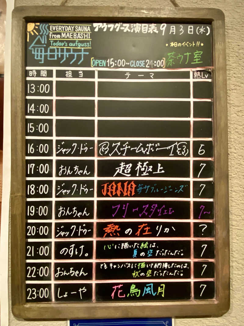 にわかサウナ〜PINE🥳(まっちゃん)さんの毎日サウナ 前橋本店のサ活写真