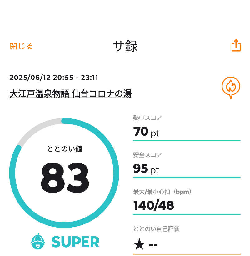 麺たさんの天然温泉 仙台コロナの湯のサ活写真