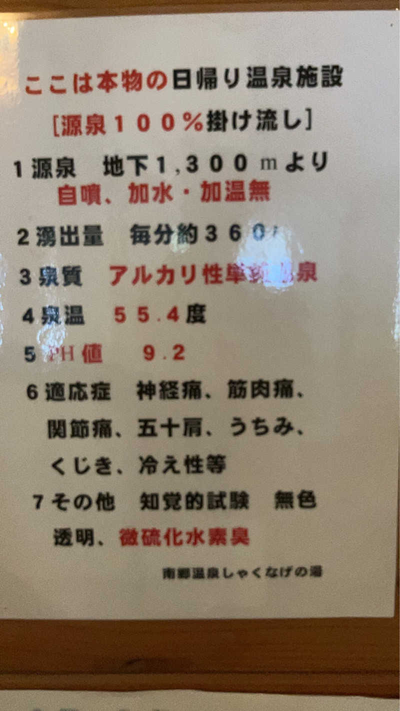 スギちゃんさんの南郷温泉 しゃくなげの湯のサ活写真