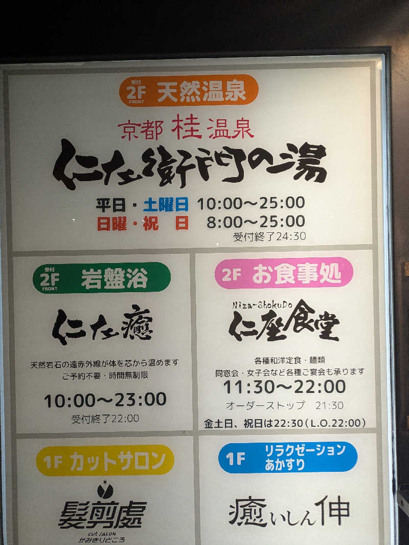 鳥さんの京都桂温泉 仁左衛門の湯のサ活写真