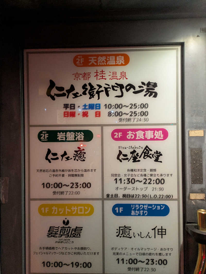 鳥さんの京都桂温泉 仁左衛門の湯のサ活写真