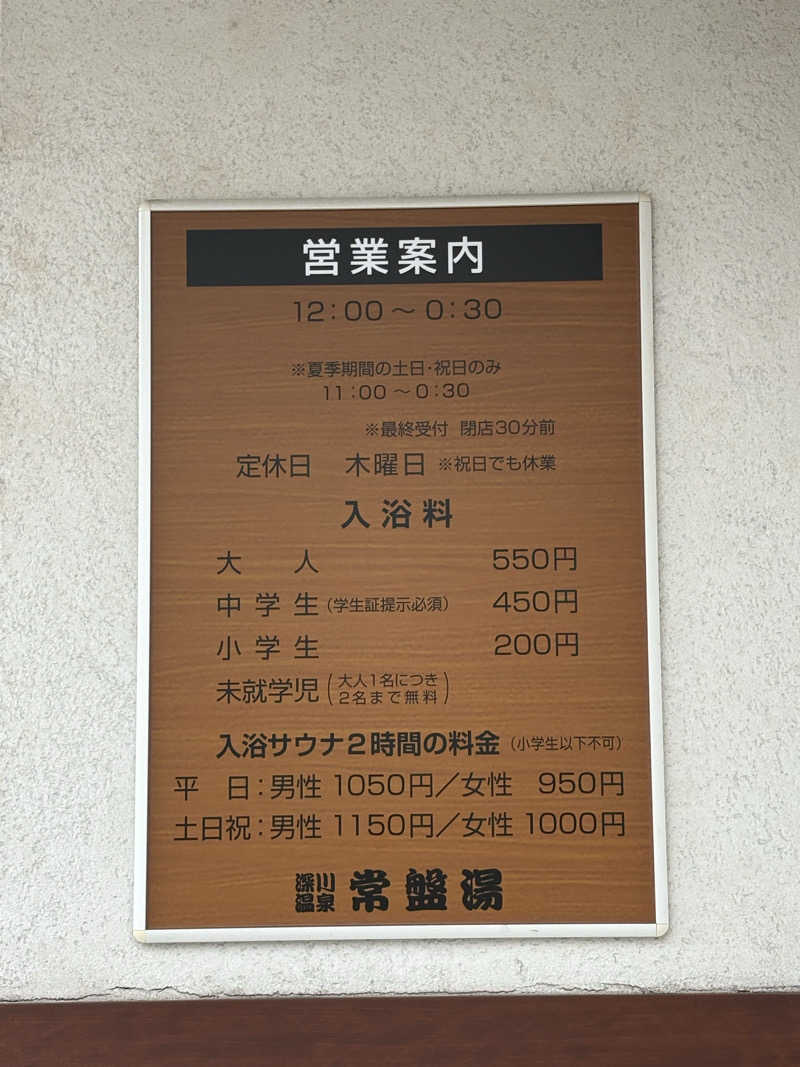 志羽さんの深川温泉 常盤湯のサ活写真