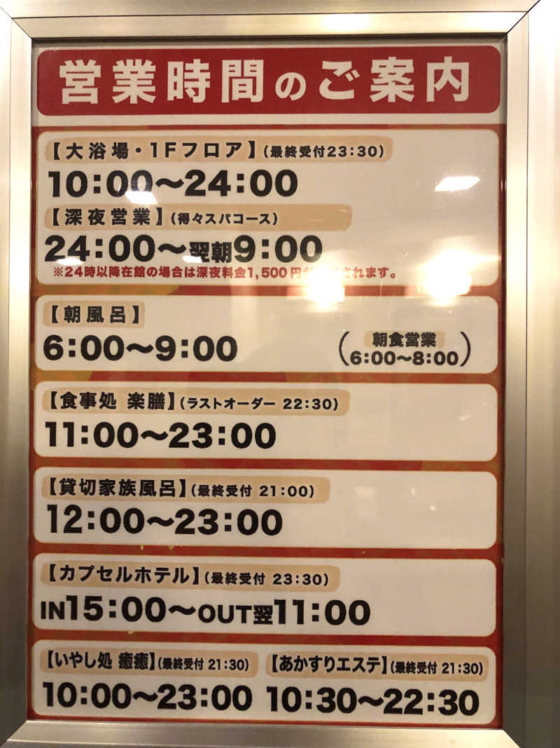 ナナメさんの天然温泉 湯楽部太田店のサ活写真