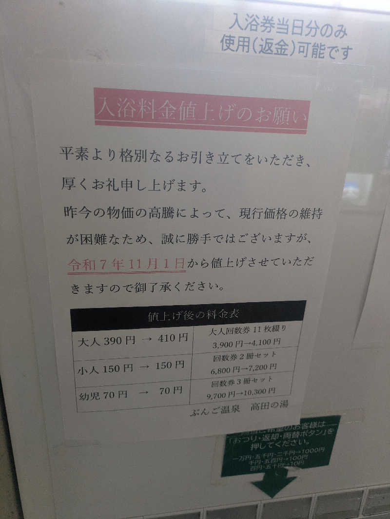 ゆーばーれーべんさんのぶんご温泉高田の湯のサ活写真