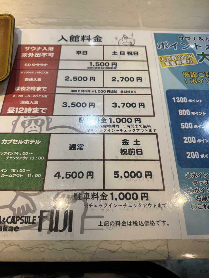 37P10Tさんのサウナ&カプセル フジのサ活写真
