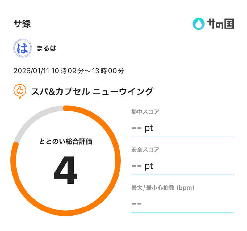 まるはさんのスパ&カプセル ニューウイングのサ活写真