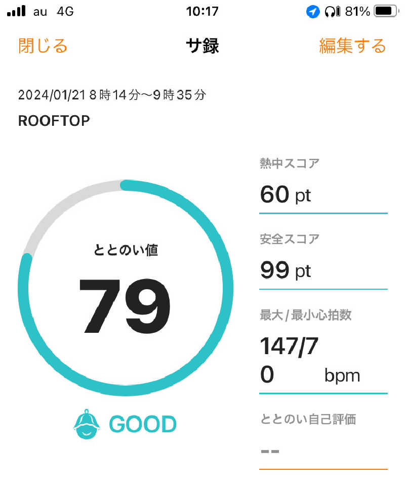 ☽*.゜さんのROOFTOPのサ活写真