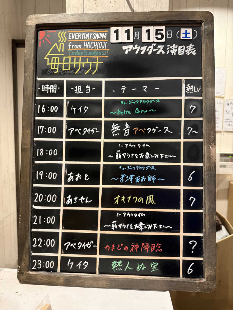 たかちゃん🐈‍⬛さんの毎日サウナ 八王子店のサ活写真