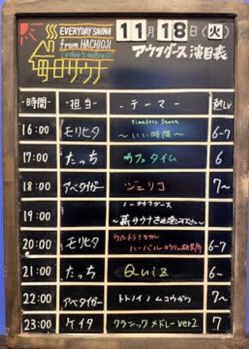 そびぃさんの毎日サウナ 八王子店のサ活写真