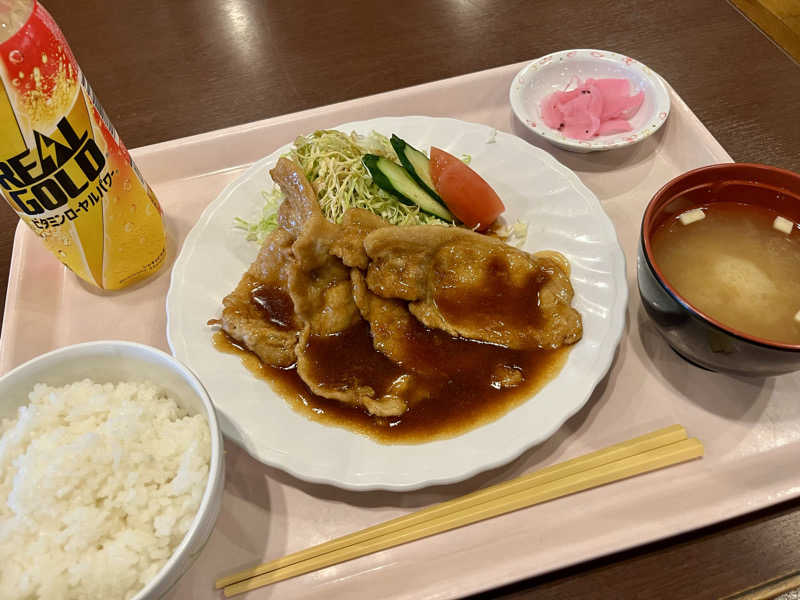 上州生姜焼き定食 : 湯の道利久 吉岡店（北群馬郡吉岡町）のサウナ飯