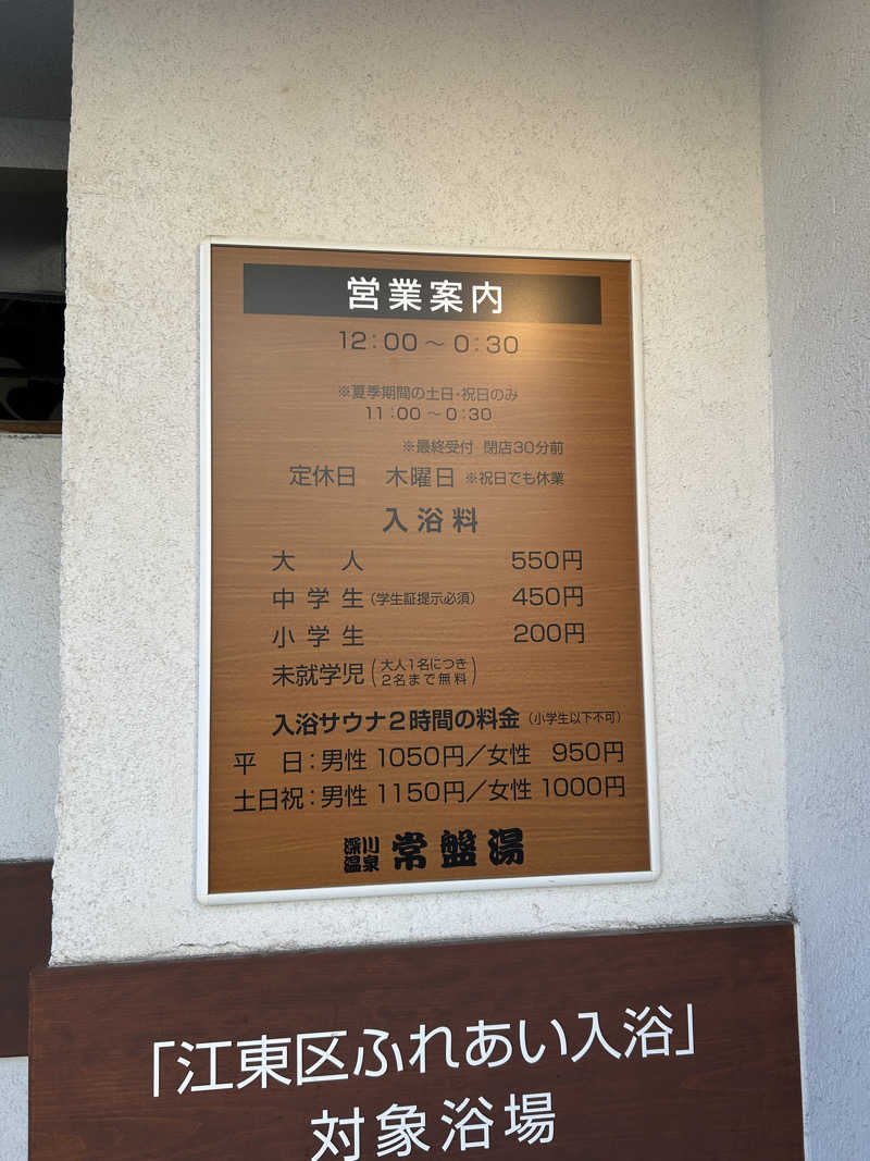 さとるさんの深川温泉 常盤湯のサ活写真