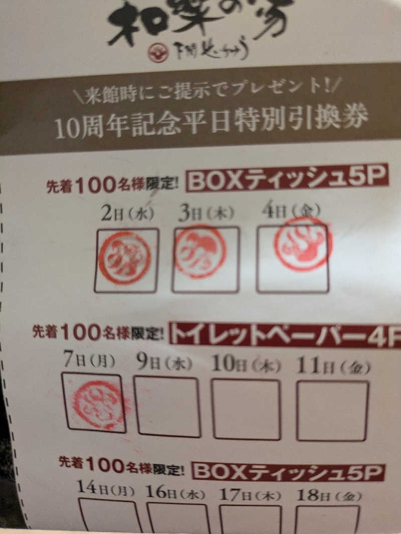 湯ーキャンスマイルさんの天然温泉 和楽の湯 下関せいりゅうのサ活写真