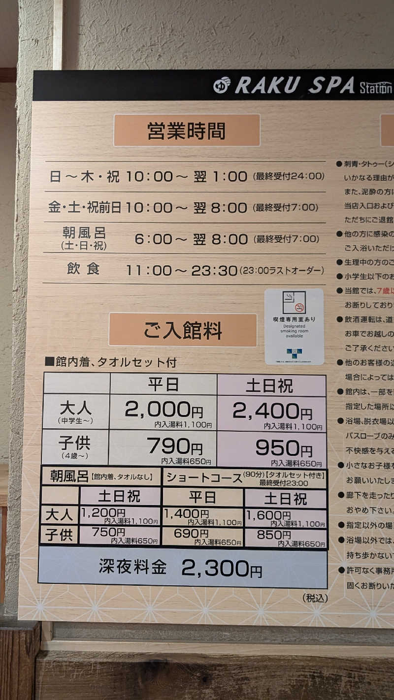 GSX-8SさんのRAKU SPA Station 府中のサ活写真