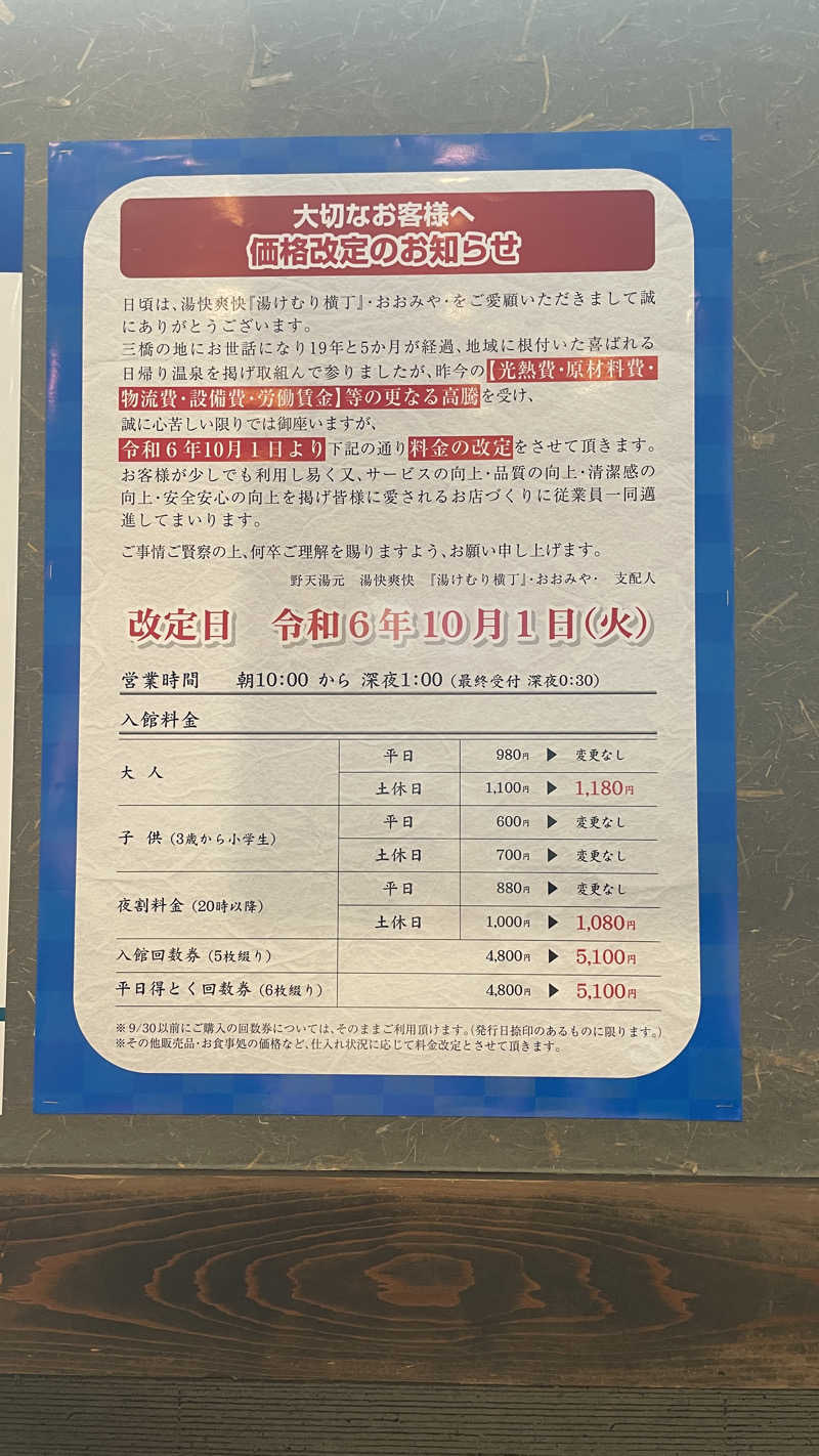 だいたい二日酔いのくましろさんの野天湯元 湯快爽快『湯けむり横丁』おおみやのサ活写真