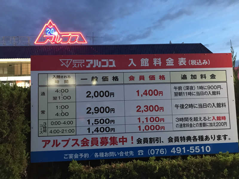 O→たけさんのスパ・アルプスのサ活写真