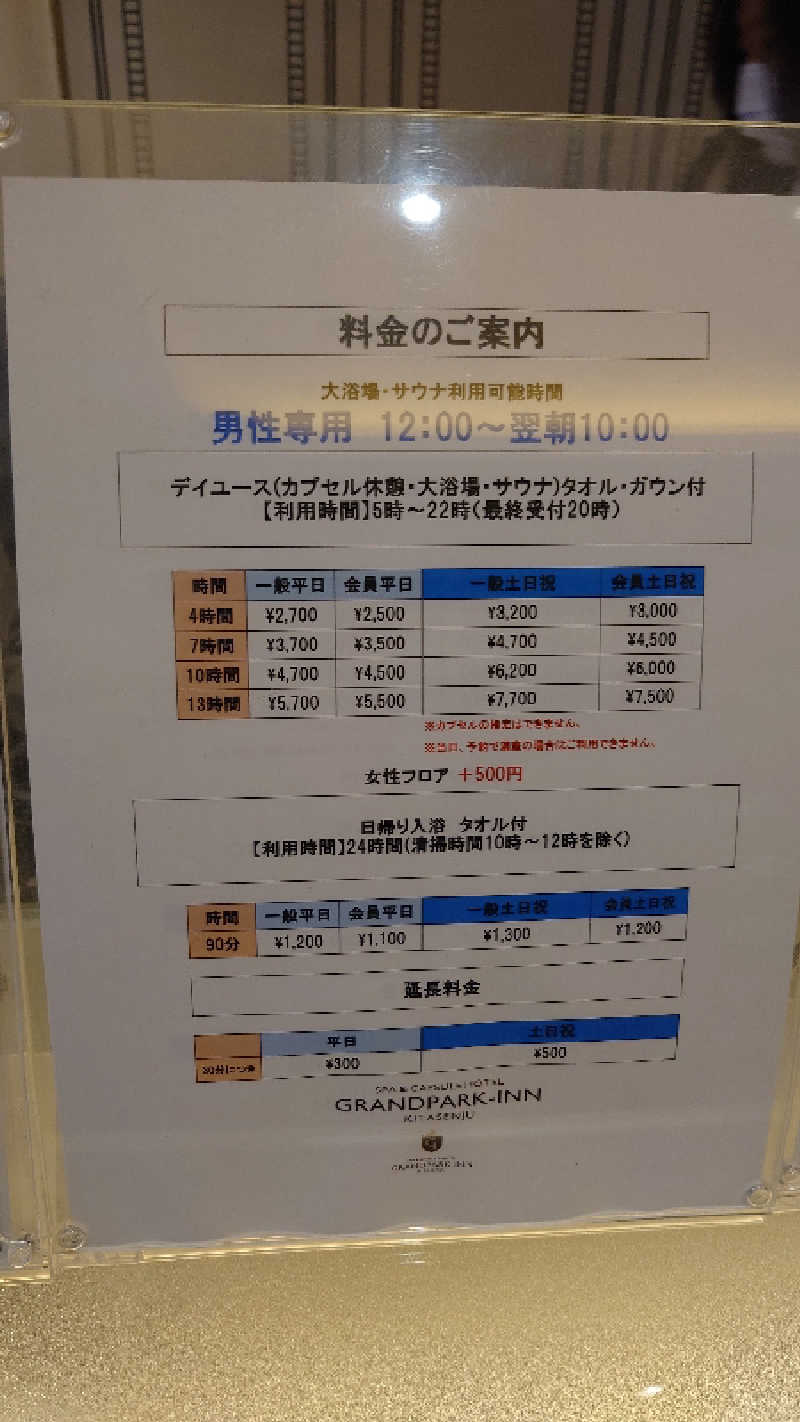 サキチさんのスパ&カプセルホテル グランパーク・イン北千住のサ活写真