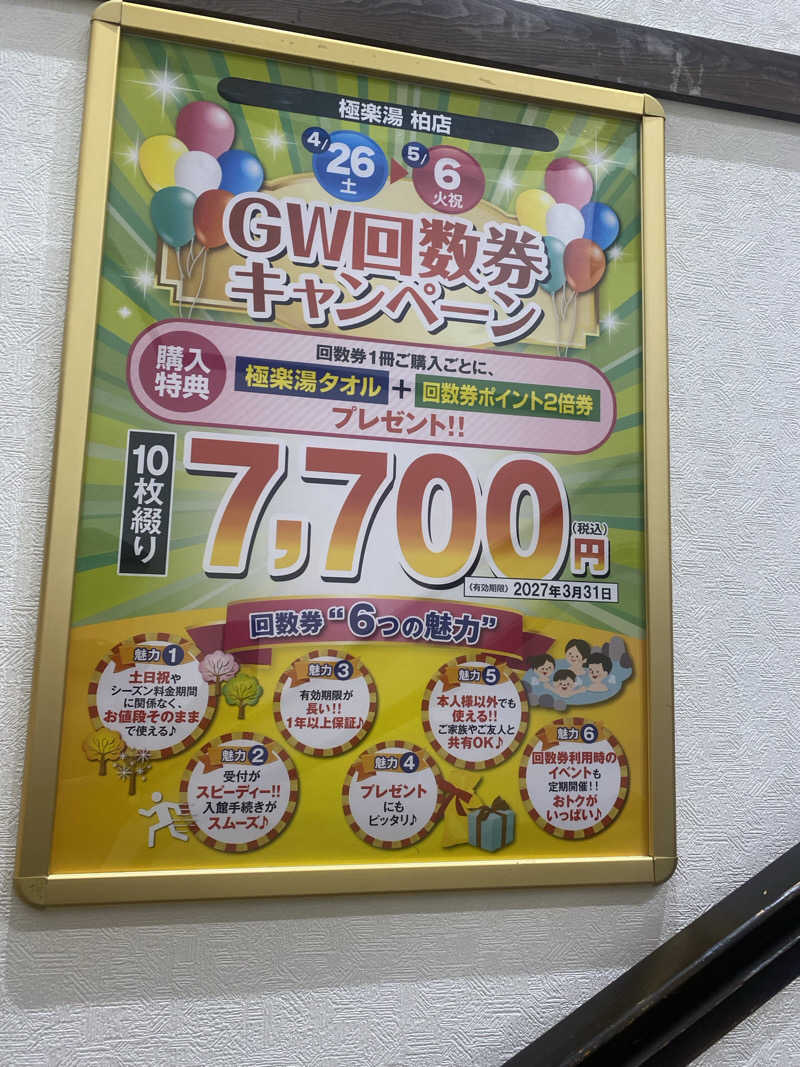 ♨️黙橋♨️さんの極楽湯 柏店のサ活写真