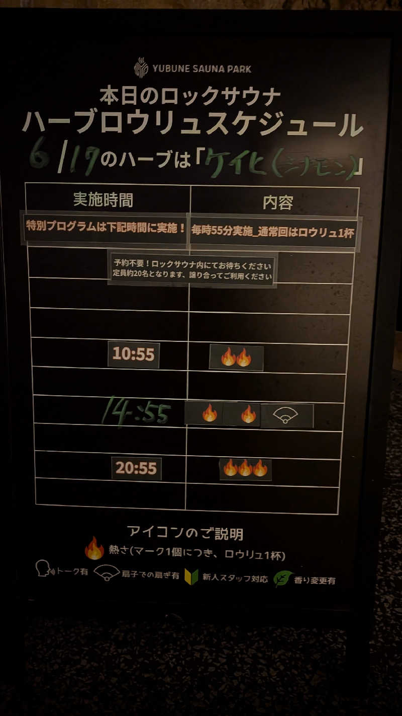 発汗ベェさんのYUBUNE SAUNA PARK はにゅうの湯のサ活写真