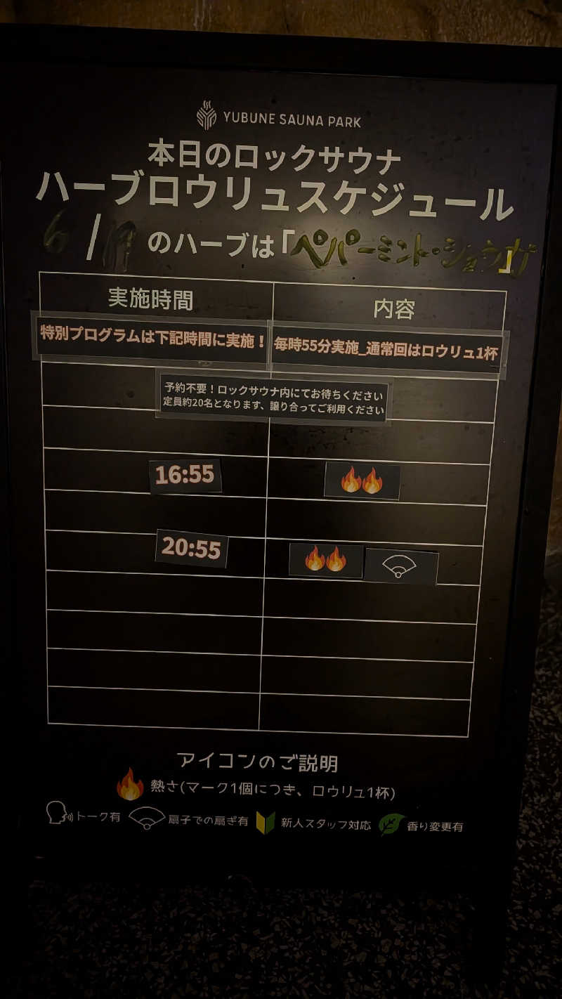 発汗ベェさんのYUBUNE SAUNA PARK はにゅうの湯のサ活写真