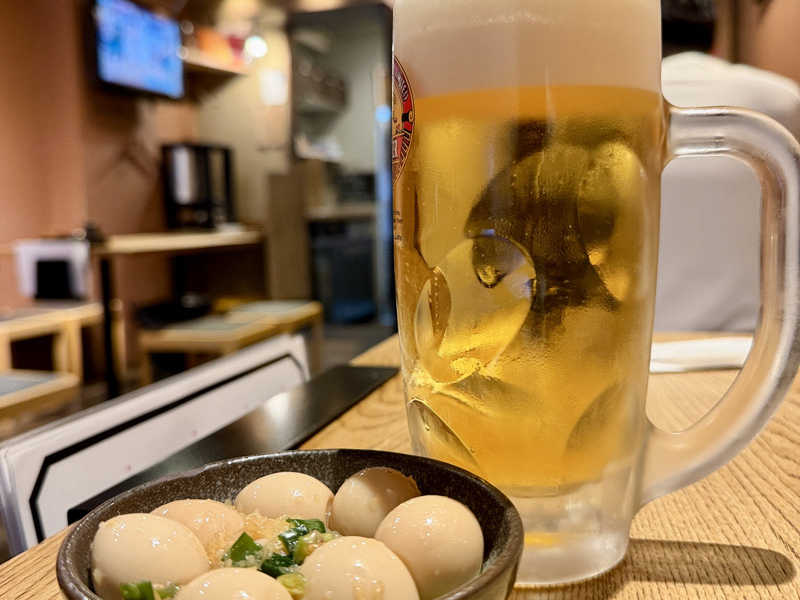 生ビールとうずらのおばんざい