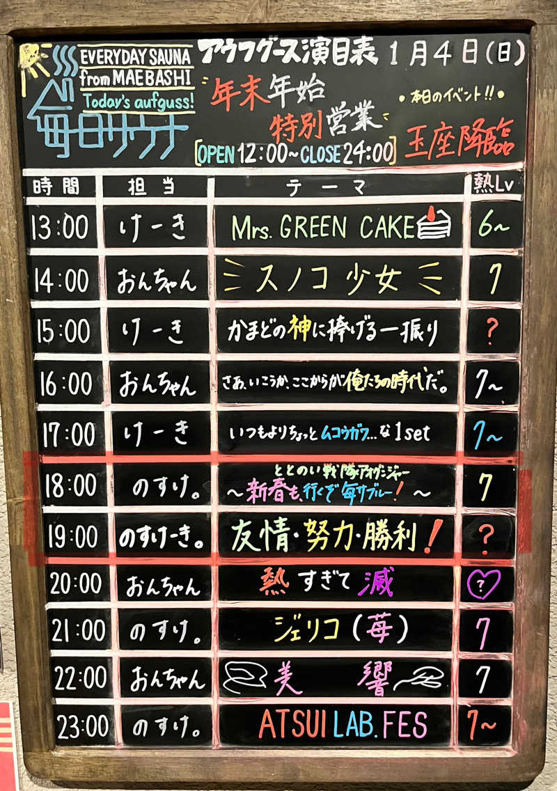 マジたつさんの毎日サウナ 前橋本店のサ活写真