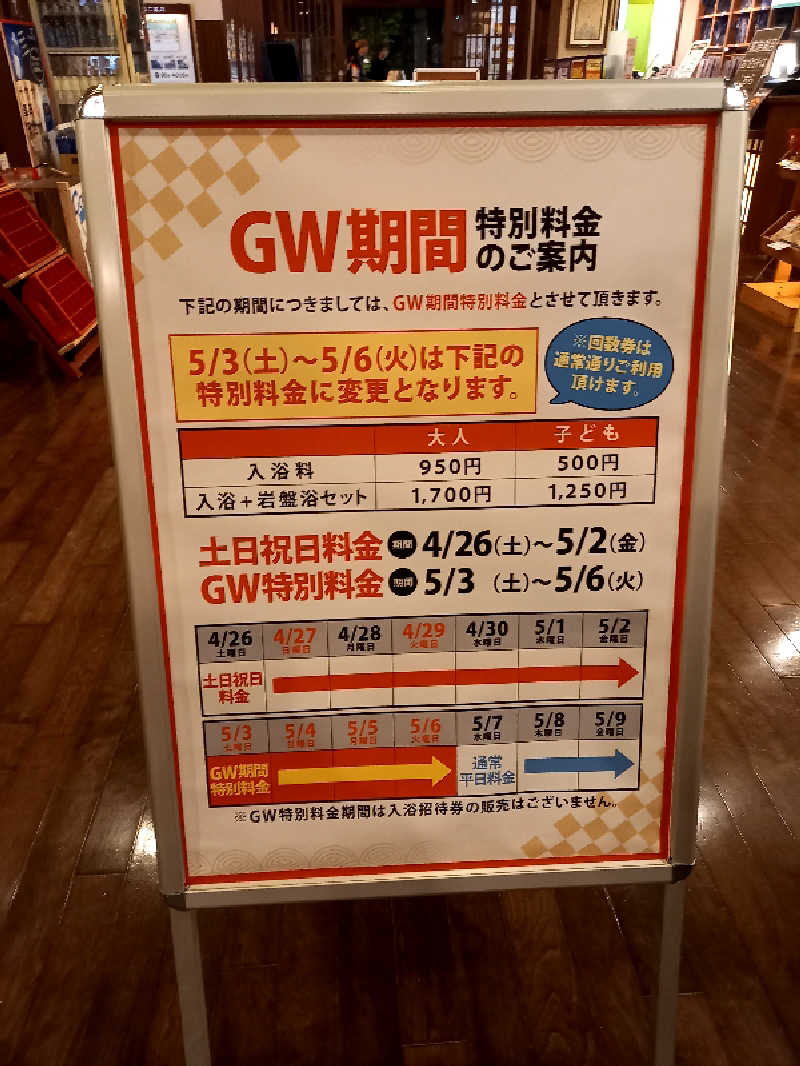 ゴマさんの稲佐山温泉ふくの湯のサ活写真