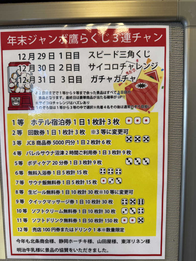 ニックさんの富士山天然水SPA サウナ鷹の湯のサ活写真