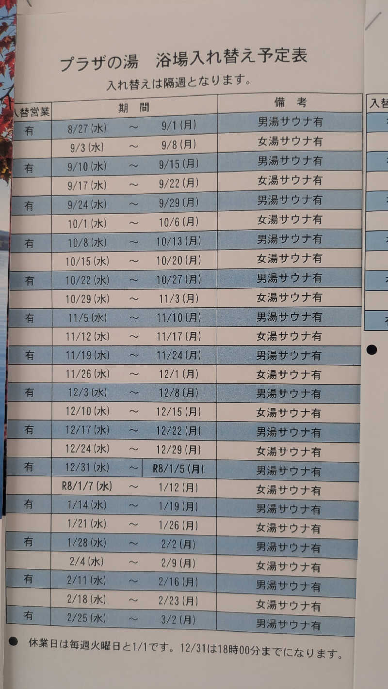 サウナマハゲたぬ吉さんのプラザの湯のサ活写真