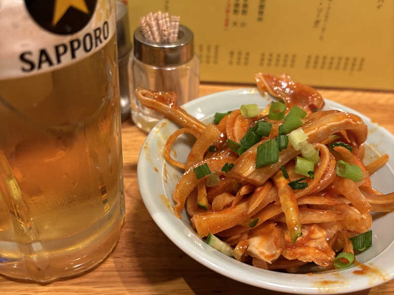 生ビールに豚耳