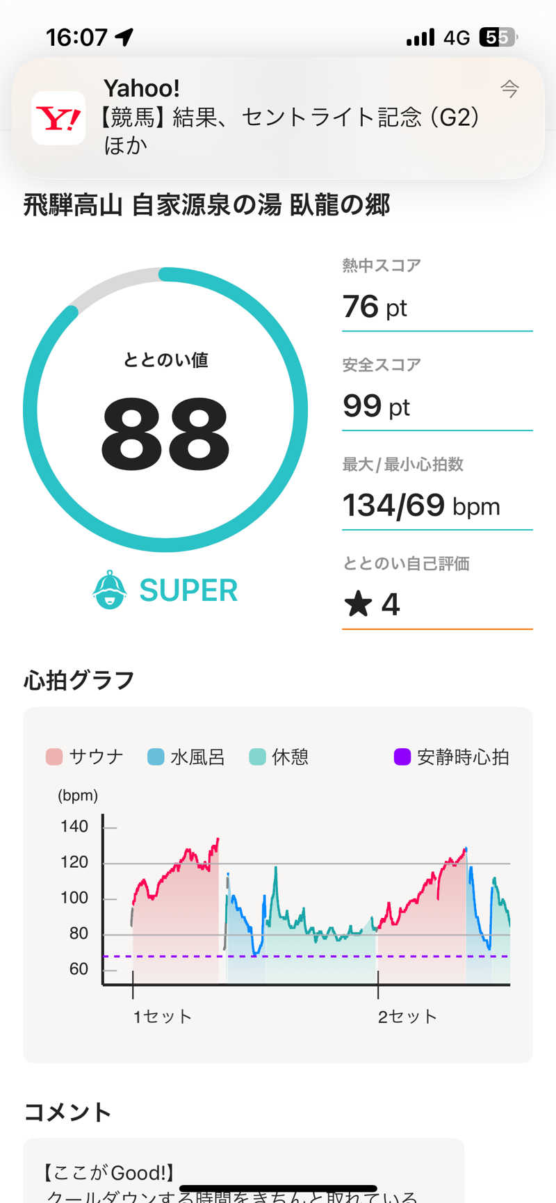 Ultrablueさんの飛騨高山 自家源泉の湯 臥龍の郷のサ活写真