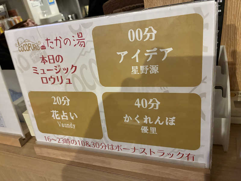 ちー(うっちー)さんのCOCOFURO たかの湯のサ活写真