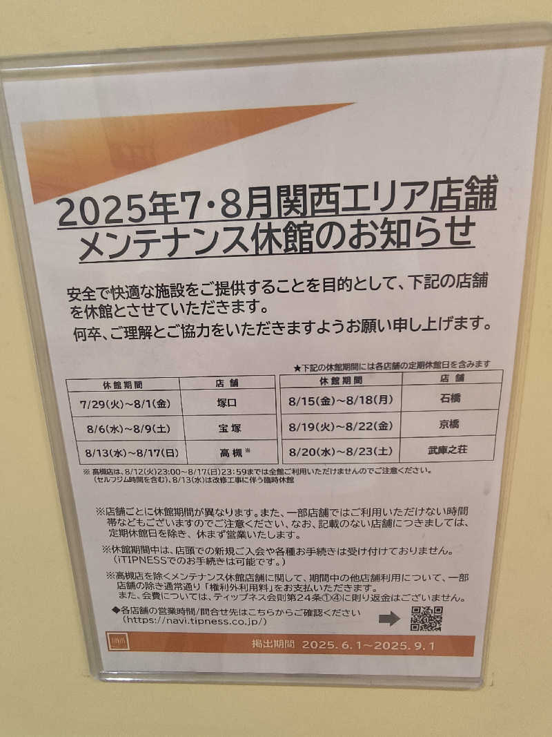 ドケチさんのフィットネスクラブ ティップネス 宝塚のサ活写真