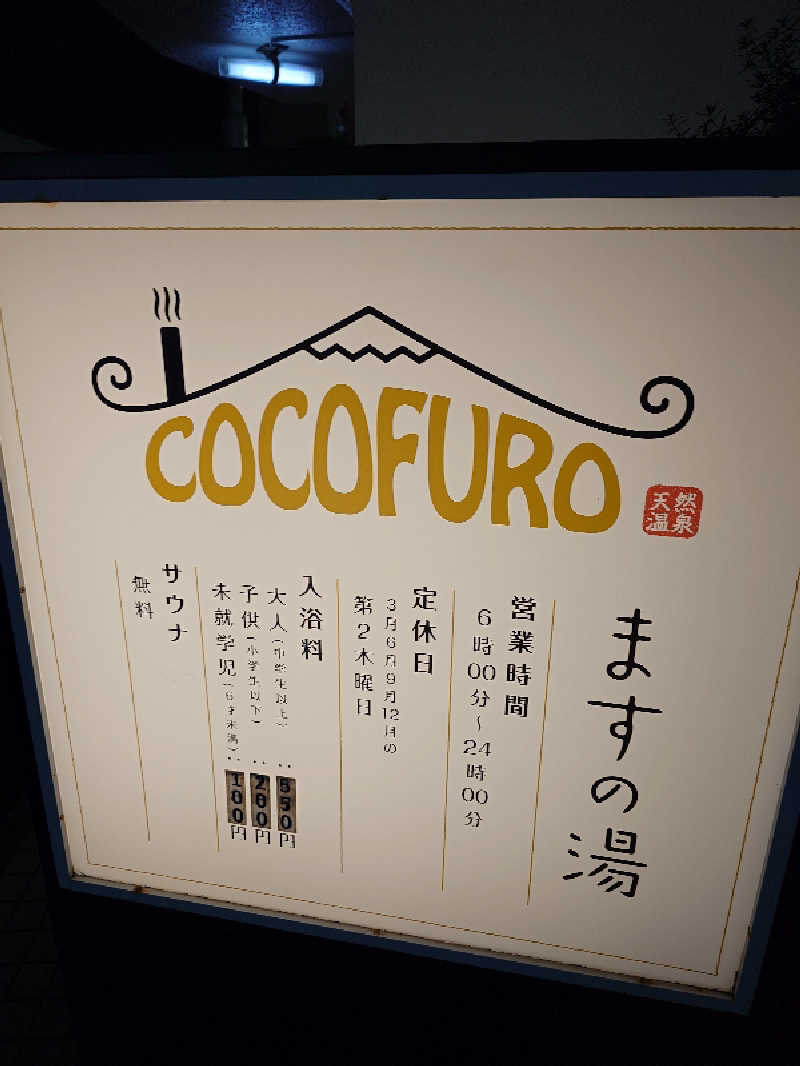 なかむらさんのCOCOFURO ますの湯のサ活写真