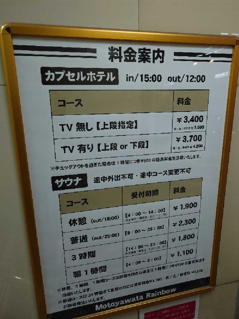 kenneoさんのサウナ&カプセルホテルレインボー本八幡店のサ活写真