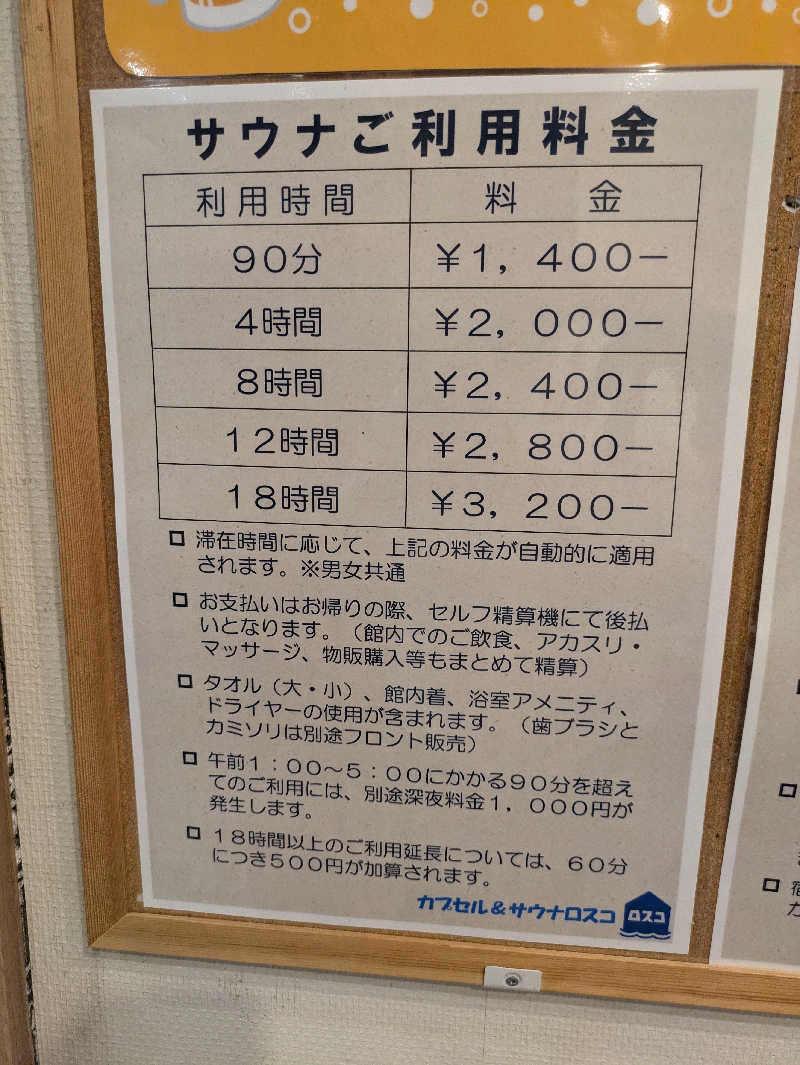 りうさんのカプセル&サウナ ロスコのサ活写真