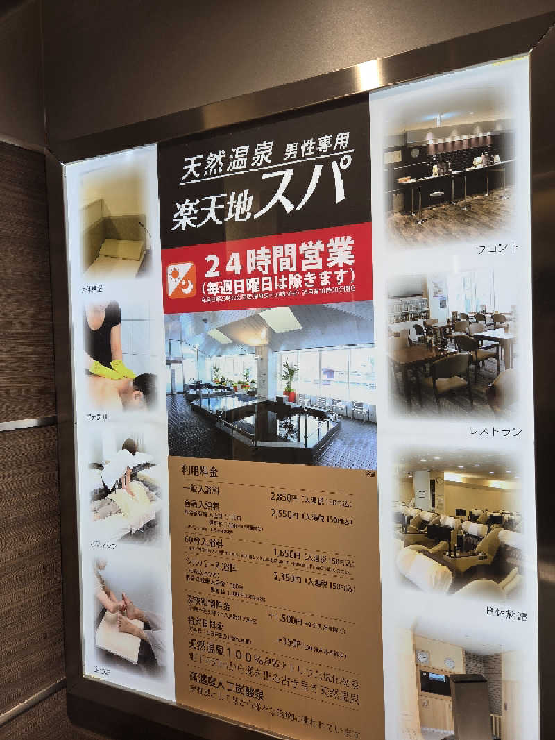 下町サウナ男さんの天然温泉 楽天地スパのサ活写真