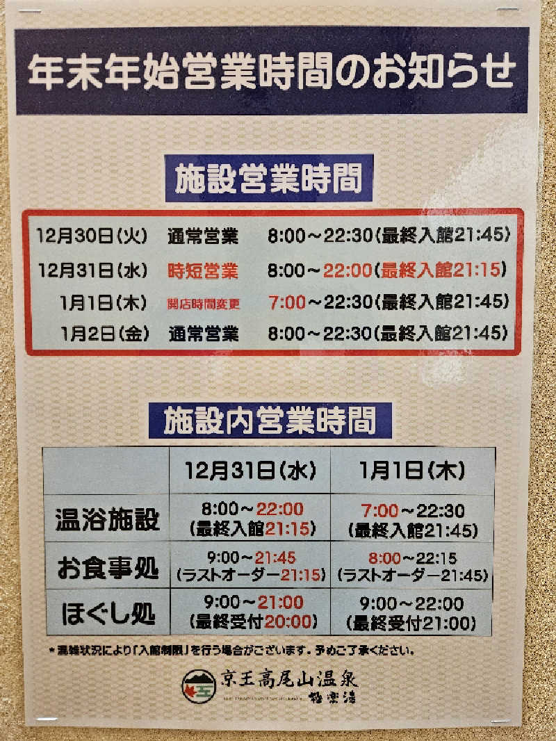 サウナスキーさんの京王高尾山温泉 極楽湯のサ活写真