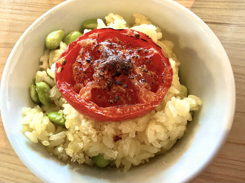 ローズトマトと水蛸枝豆ご飯