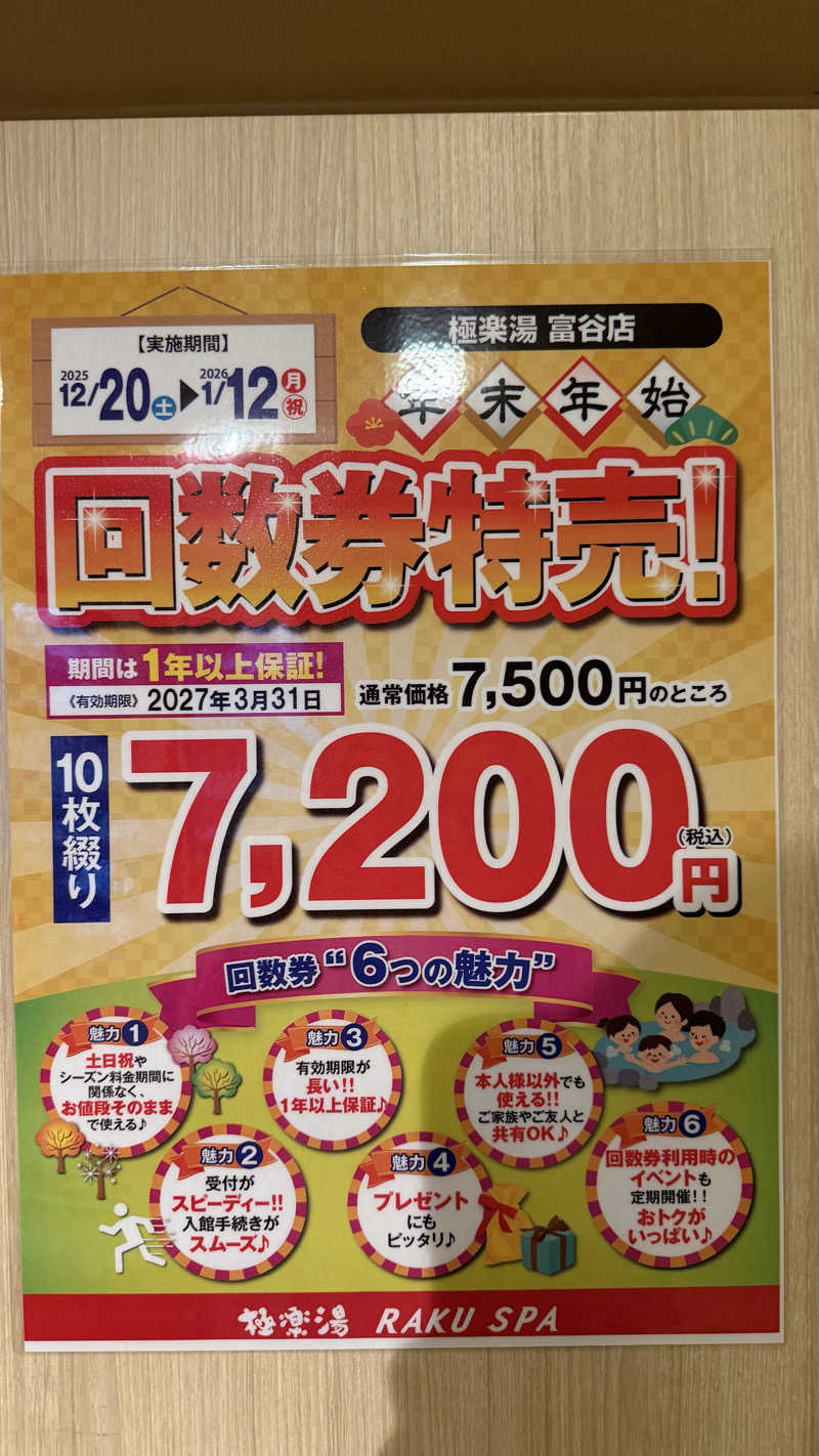 ふうちゃんきちくんさんさんの極楽湯 富谷店のサ活写真