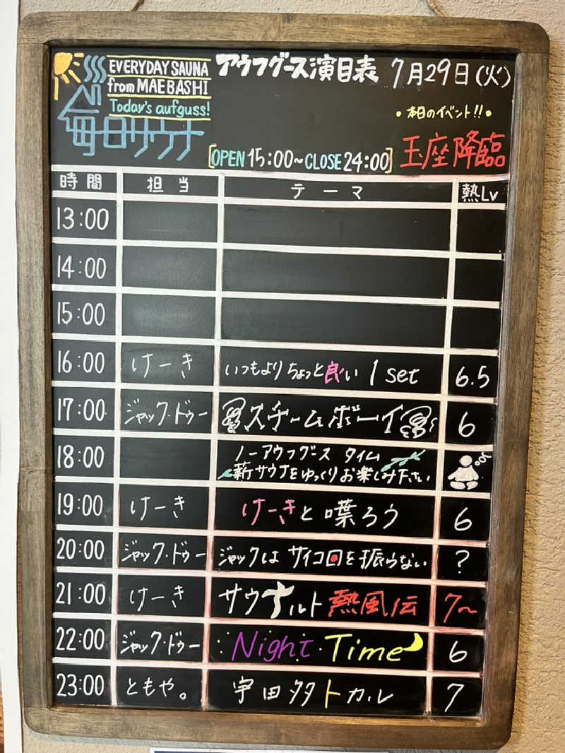 フクさんさんの毎日サウナ 前橋本店のサ活写真