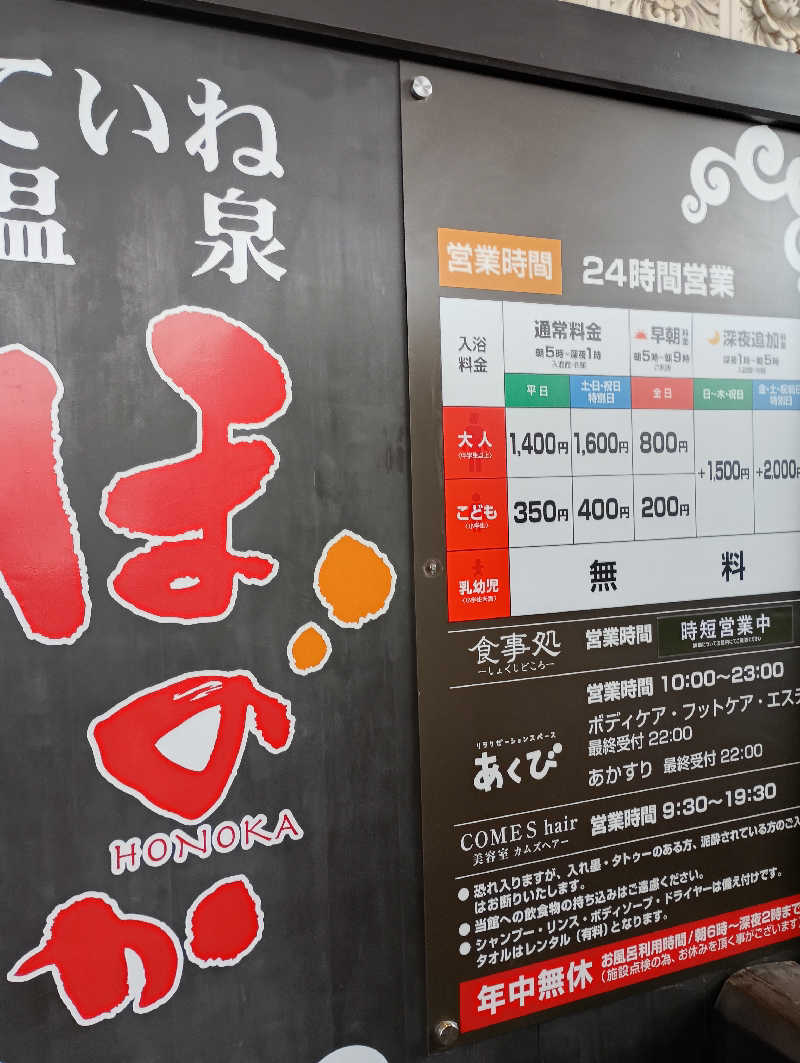 まっちゃんさんのていね温泉ほのかのサ活写真