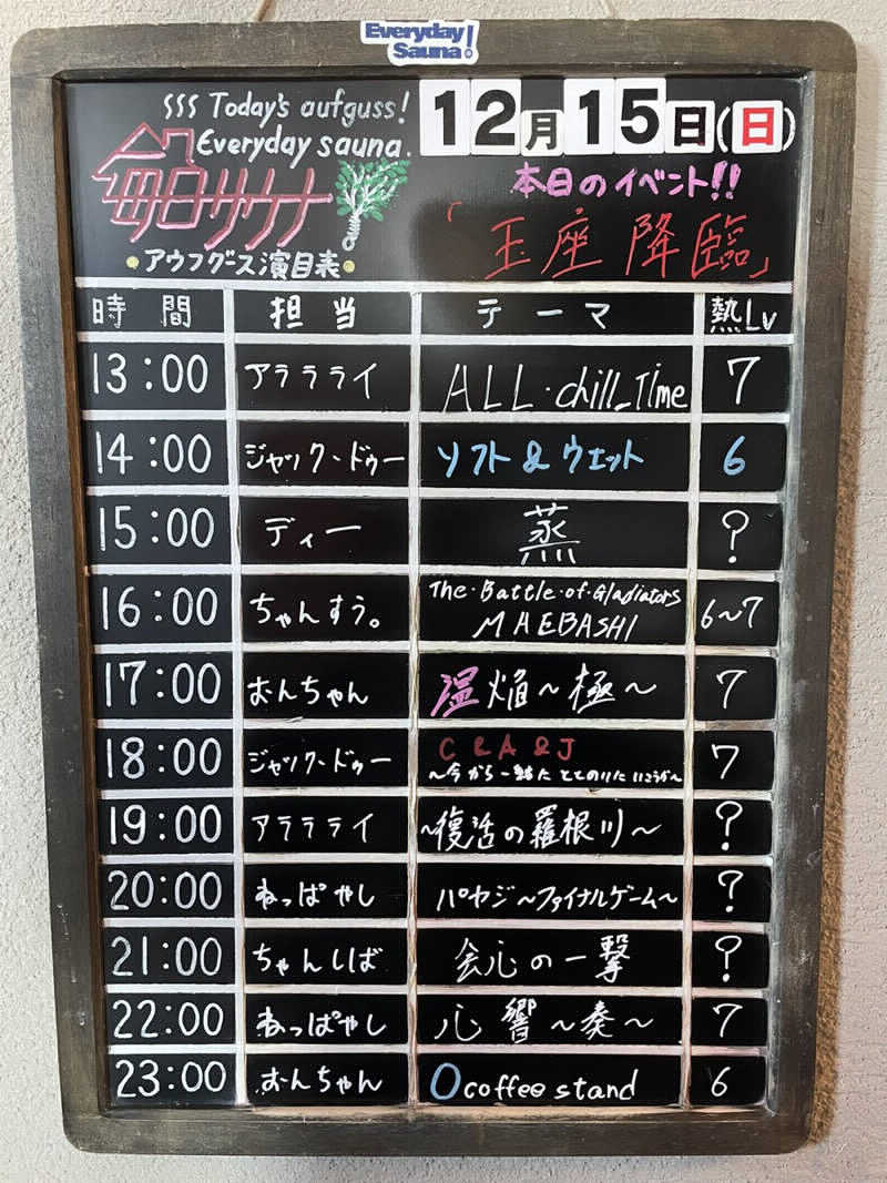 たかちゃんさんの毎日サウナ 前橋本店のサ活写真