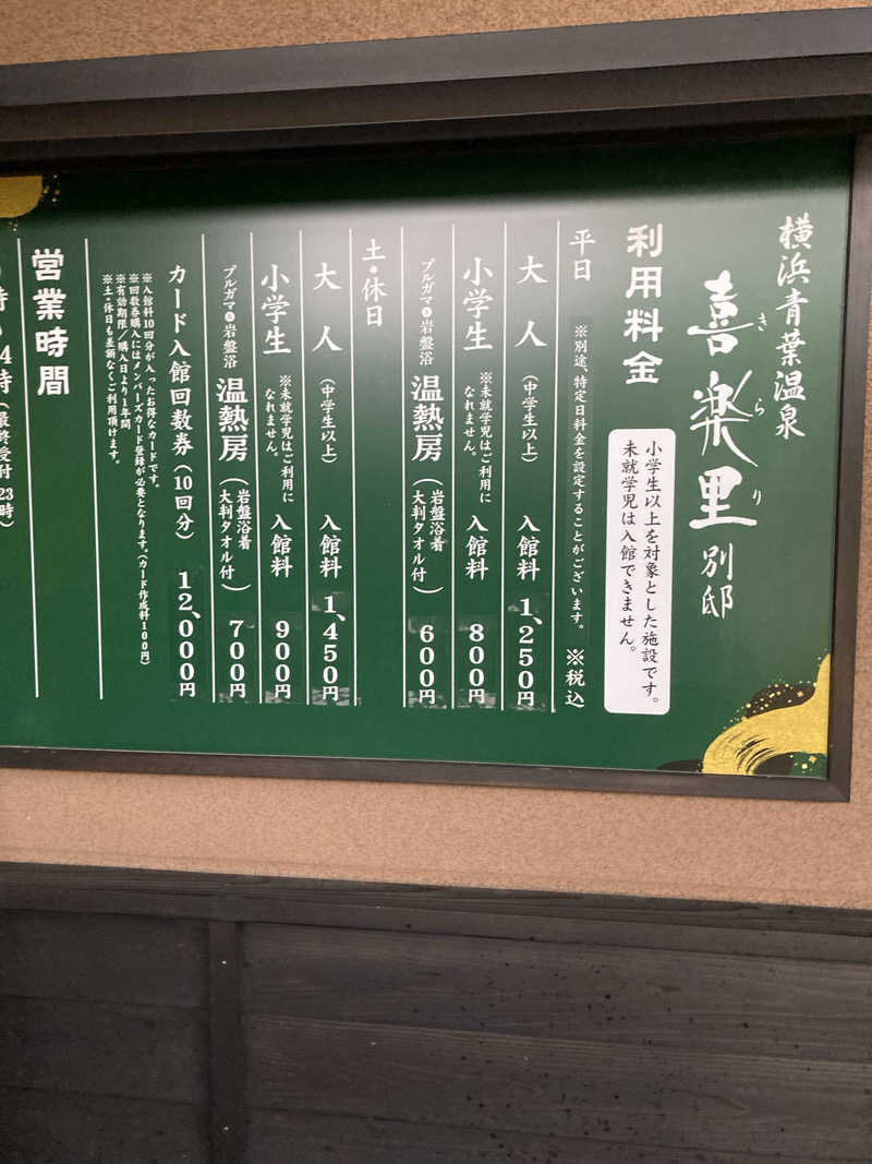 デュークさんの横浜青葉温泉 喜楽里別邸のサ活写真