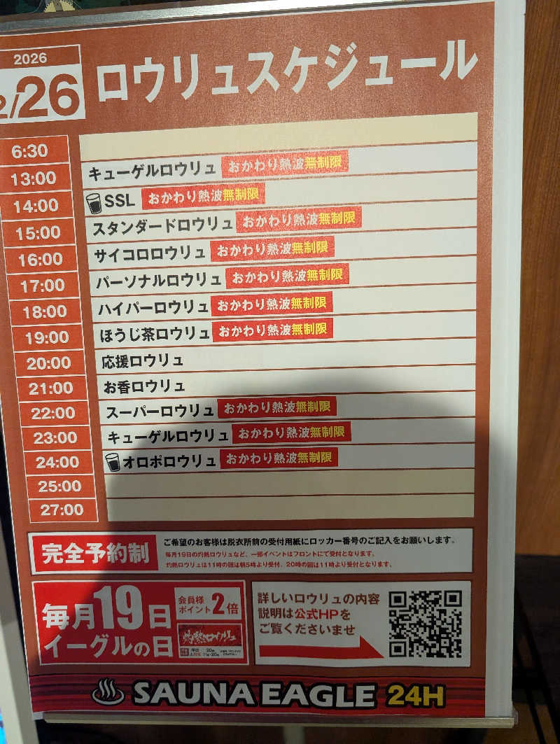 あつサウナさんのサウナイーグルのサ活写真