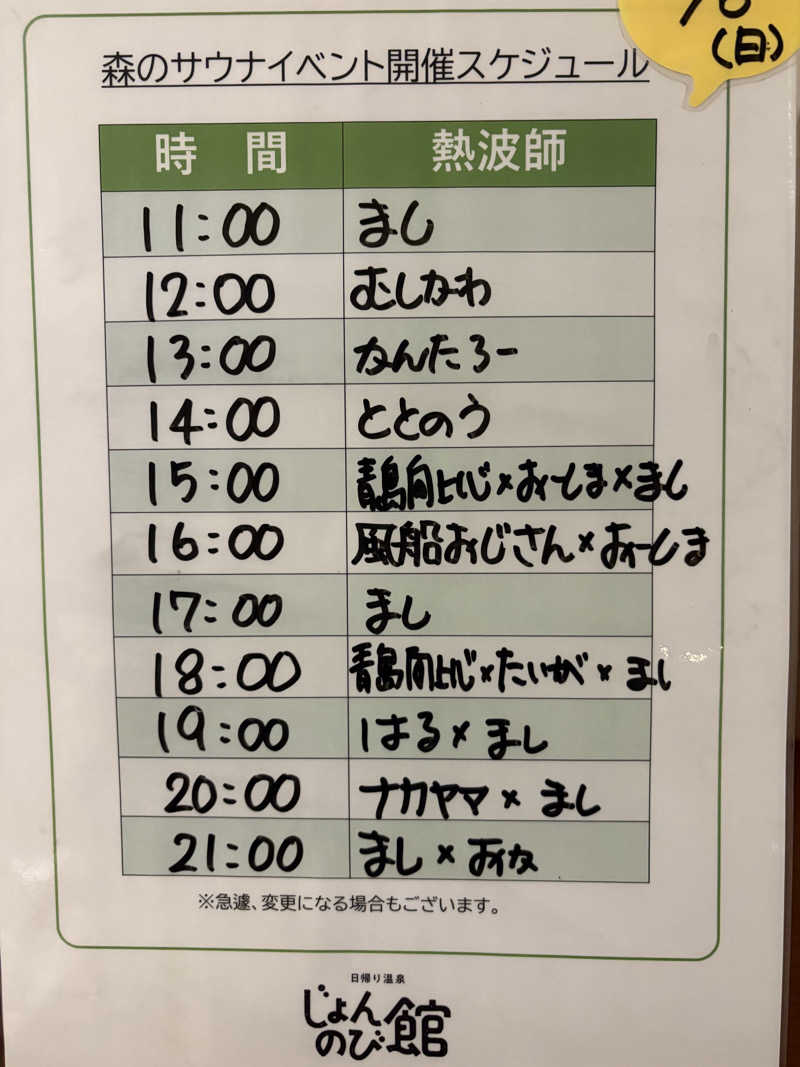 ぶー。さんのサウナと天然温泉 じょんのび館のサ活写真